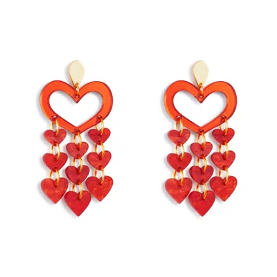 Toolally Women's Red / Yellow / Orange Heart Chandeliers - Sienna Red