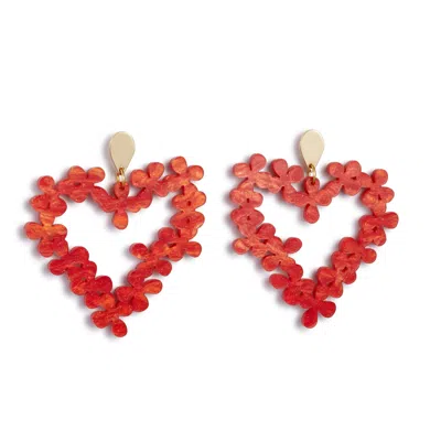 Toolally Women's Red / Yellow / Orange Hearts In Flowers - Sienna Red In Gray