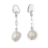 Toolally Women's Silver / White Pearl Drop Earrings - Silver In Silver