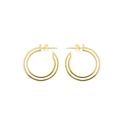 Toolally Women's Small Double Hoops - Gold In Burgundy