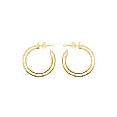 Toolally Women's Small Double Hoops - Gold In Gray