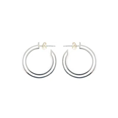 Toolally Women's Small Double Hoops - Silver In Green