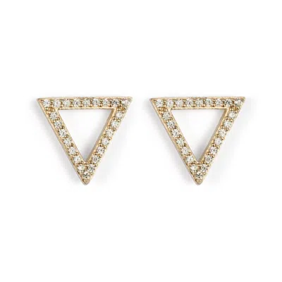 Toolally Women's Triangle Stud Earrings - Gold Vermeil & Cubic Zirconia