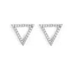 Toolally Women's Triangle Stud Earrings - Silver & Cubic Zirconia In Silver