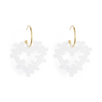 Toolally Women's White / Gold Mini Hearts In Flowers - White & Gold Vermeil In Metallic
