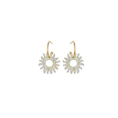Toolally Women's White / Gold Sun Hoop Earrings - White & Gold Confetti In Multi