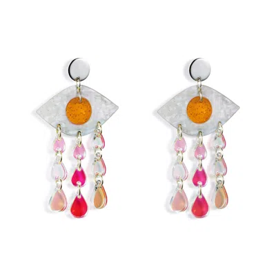 Toolally Women's Yellow / Orange Eye Chandelier Earrings - Orange In Metallic