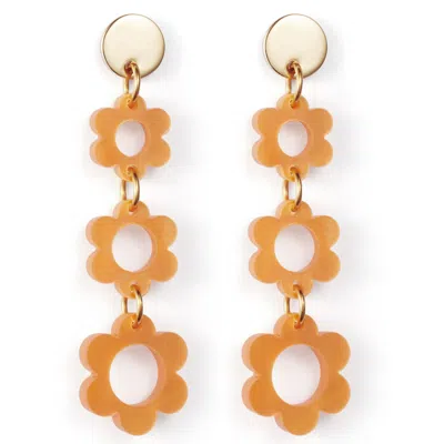 Toolally Women's Yellow / Orange Flower Drop Earrings - Orange