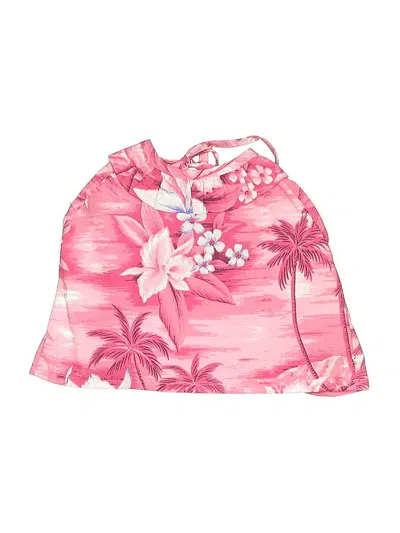 Pre-owned Top Fashion Hawaii Babies' Sleeveless Blouse Pink Tropical Pattern Halter Neckline Tops