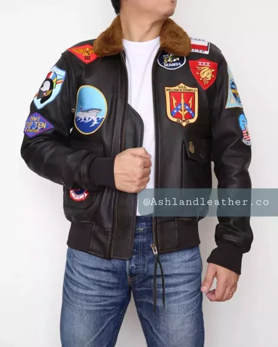 Pre-owned Top Gun Ashland  Jacket. G1 Leather Jacket Topgun In Brown