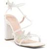 Top Guy Shoes Agatha Butterfly Block Heel Sandal In White Pu