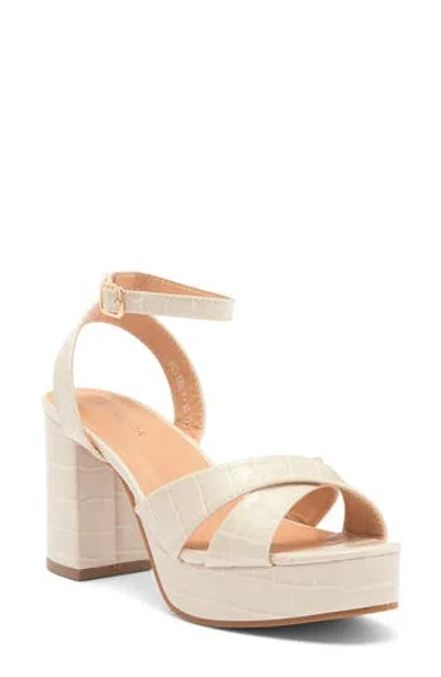 Top Guy Shoes Beverly Platform Sandal In Ivory Croc