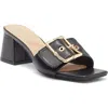 Top Guy Shoes Block Heel Slide Sandal In Black Pu