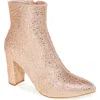 Top Guy Shoes Brazil Pointy Toe Boot In Rose Gold Glitter