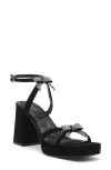 Top Guy Shoes Crystal Bow Block Heel Sandal In Black