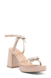 Top Guy Shoes Crystal Bow Block Heel Sandal In Nude