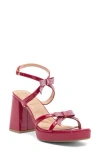 Top Guy Shoes Crystal Bow Block Heel Sandal In Red