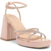 Top Guy Shoes Crystal Platform Sandal In Nude Pat