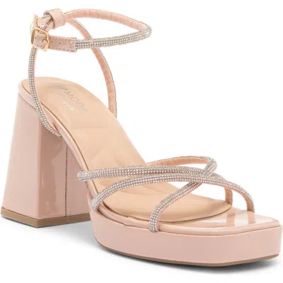 Top Guy Shoes Crystal Platform Sandal In Nude Pat