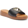 Top Guy Shoes Genova Platform Slide Sandal In Black Pu