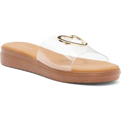 Top Guy Shoes Genova Platform Slide Sandal In Clear Pu