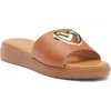 Top Guy Shoes Genova Platform Slide Sandal In Tan Pu