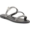 Top Guy Shoes Paz Crystal Butterfly Slide Sandal In Black Pu