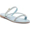 Top Guy Shoes Paz Crystal Butterfly Slide Sandal In Blue Pu