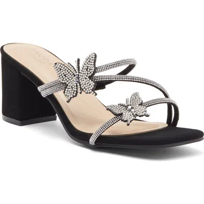 Top Guy Shoes Prairie Butterfly Slide Sandal In Black Nubuck