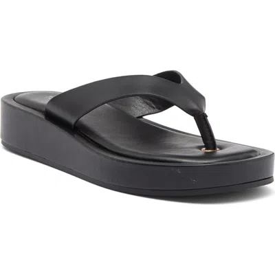 Top Guy Shoes Raya Platform Flip Flop In Black Pu