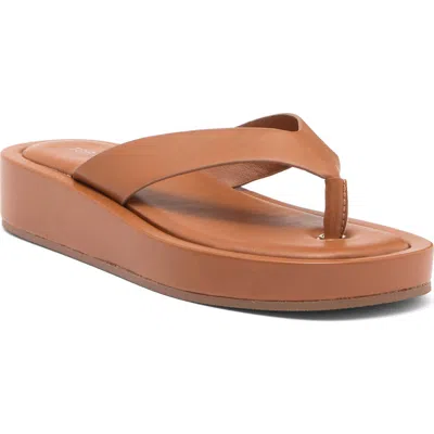 Top Guy Shoes Raya Platform Flip Flop In Tan Pu
