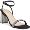 Top Guy Shoes Rhinestone Ankle Strap Sandal In Black Nubuck