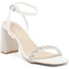 Top Guy Shoes Rhinestone Ankle Strap Sandal In White