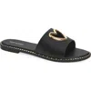 Top Guy Shoes Teresa Slide Sandal In Black Pu