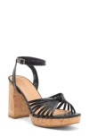 Top Guy Shoes Volos Platform Wedge Sandal In Black Pu