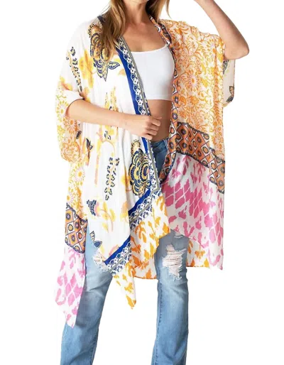 Top It Off Addie Lightweight Boho Festival Colorful Kimono In Multicolor