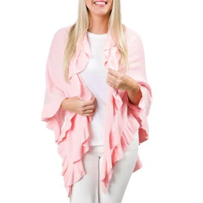 Top It Off Ava Ruffle Cotton Knit Wrap In Blush Pink