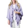 Top It Off Ava Ruffle Cotton Knit Wrap In Lavender In Purple