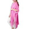 Top It Off Kari Lightweight Kimono Wrap Shawl In Hot Pink