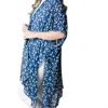Top It Off Kari Printed Lightweight Kimono Wrap Shawl In Navy Blue White Anchors