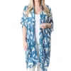 Top It Off Kari Printed Lightweight Kimono Wrap Shawl In Navy Blue White Starfish