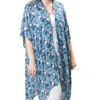 Top It Off Lightweight Kimono Wrap Shawl In Blue