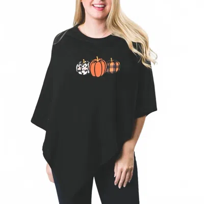 Top It Off Plaid Pumpkins Poncho In Black