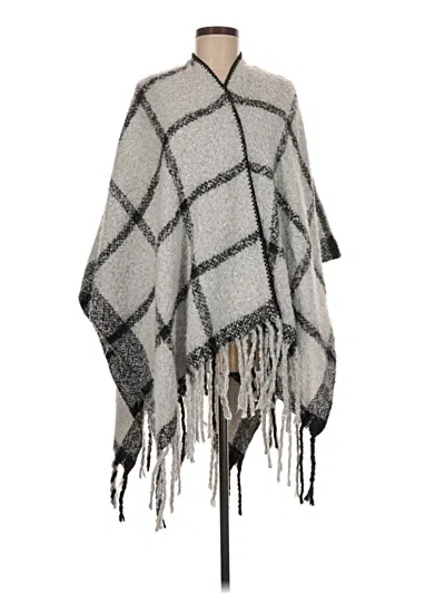 Pre-owned Top It Off Poncho Gray Cowl Neck Sweaters & Sweatshirts