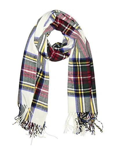 Pre-owned Top It Off Scarf White Plaid Pattern Accessories