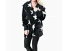 Top It Off Super Star Sherpa Hoodie In Black White In Black