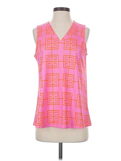 Pre-owned Top It Off Tank Top Pink Plunge Neckline Tops