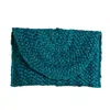 Top It Off Women's Eliza Rattan Woven Straw Clutch In Turquoise Blue