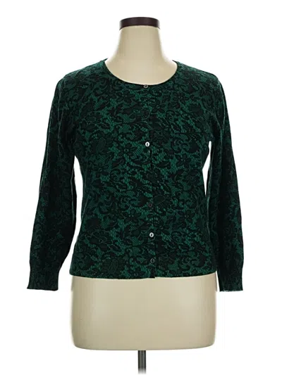 Pre-owned Top Knits Cardigan Sweater Green Scoop Neck Sweaters & Sweatshirts