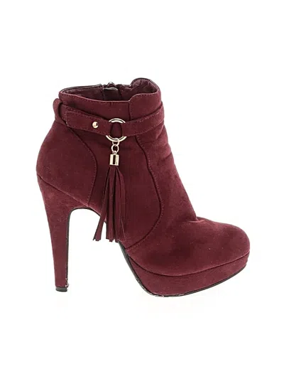 Pre-owned Top Moda Ankle Boots Burgundy Shoes